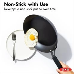 OXO Obsidian Carbon Steel 8" Frypan With Silicone Sleeve -Kitchen Supply Store cc005099 001 4