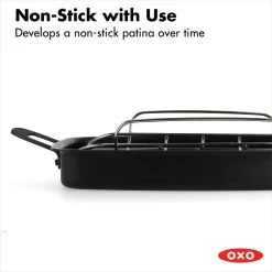 OXO Obsidian Carbon Steel Roaster With Rack -Kitchen Supply Store cc005106 001 4