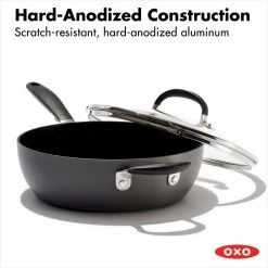 Non-Stick 3-Quart Chef's Pan With Lid And Helper Handles -Kitchen Supply Store oxo 10incvdchef ha 1