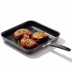 Non-Stick 11-Inch Grill Pan -Kitchen Supply Store oxo 11insqugrill food 1